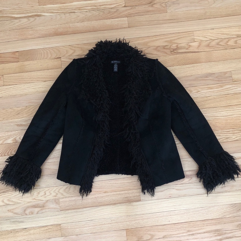 INC Black Faux Suede Jacket
